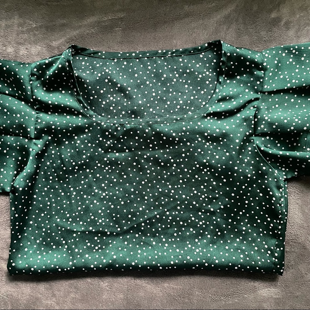 Emerald Green Polka Dot Blouse